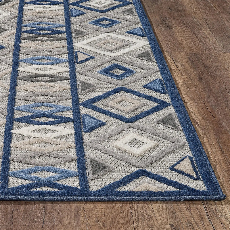 8' X 10' Blue And Gray Abstract Stain Resistant Indoor Outdoor Area Rug Homeroots Outdoor