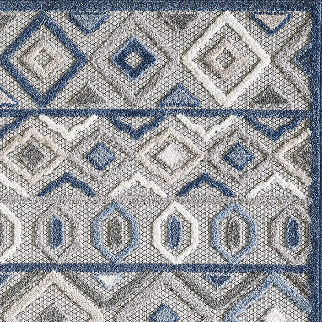 8' X 10' Blue And Gray Abstract Stain Resistant Indoor Outdoor Area Rug Homeroots Outdoor