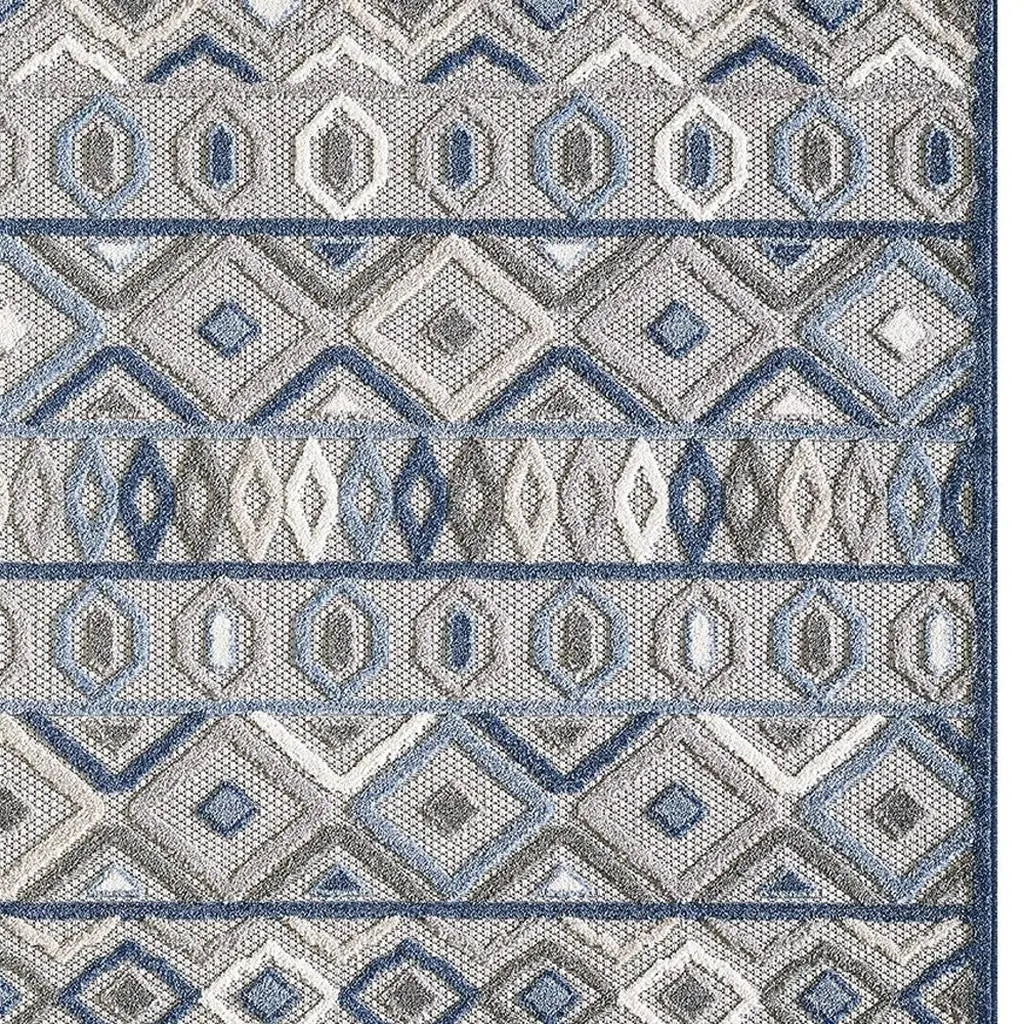 8' X 10' Blue And Gray Abstract Stain Resistant Indoor Outdoor Area Rug Homeroots Outdoor