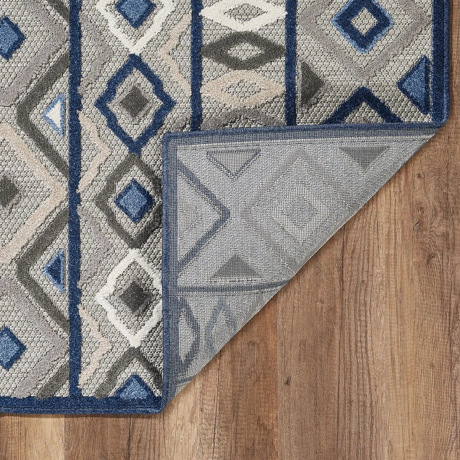 8' X 10' Blue And Gray Abstract Stain Resistant Indoor Outdoor Area Rug Homeroots Outdoor