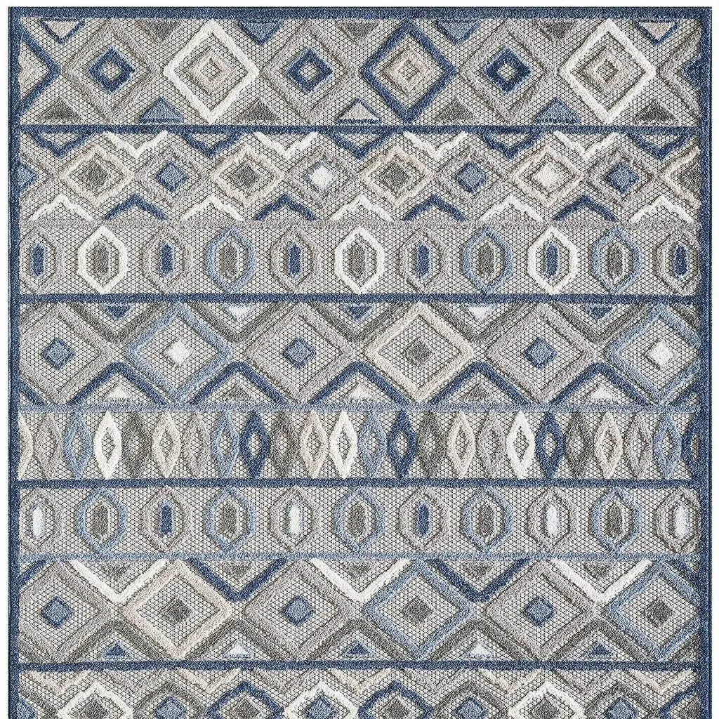 8' X 10' Blue And Gray Abstract Stain Resistant Indoor Outdoor Area Rug Homeroots Outdoor