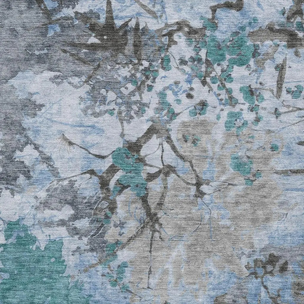 8' X 10' Blue And Gray Abstract Washable Indoor Outdoor Area Rug Homeroots Outdoor