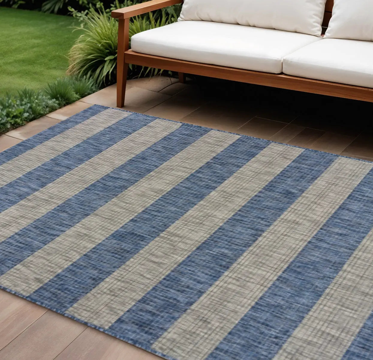 8' X 10' Blue And Gray Indoor Outdoor Area Rug Homeroots Outdoor