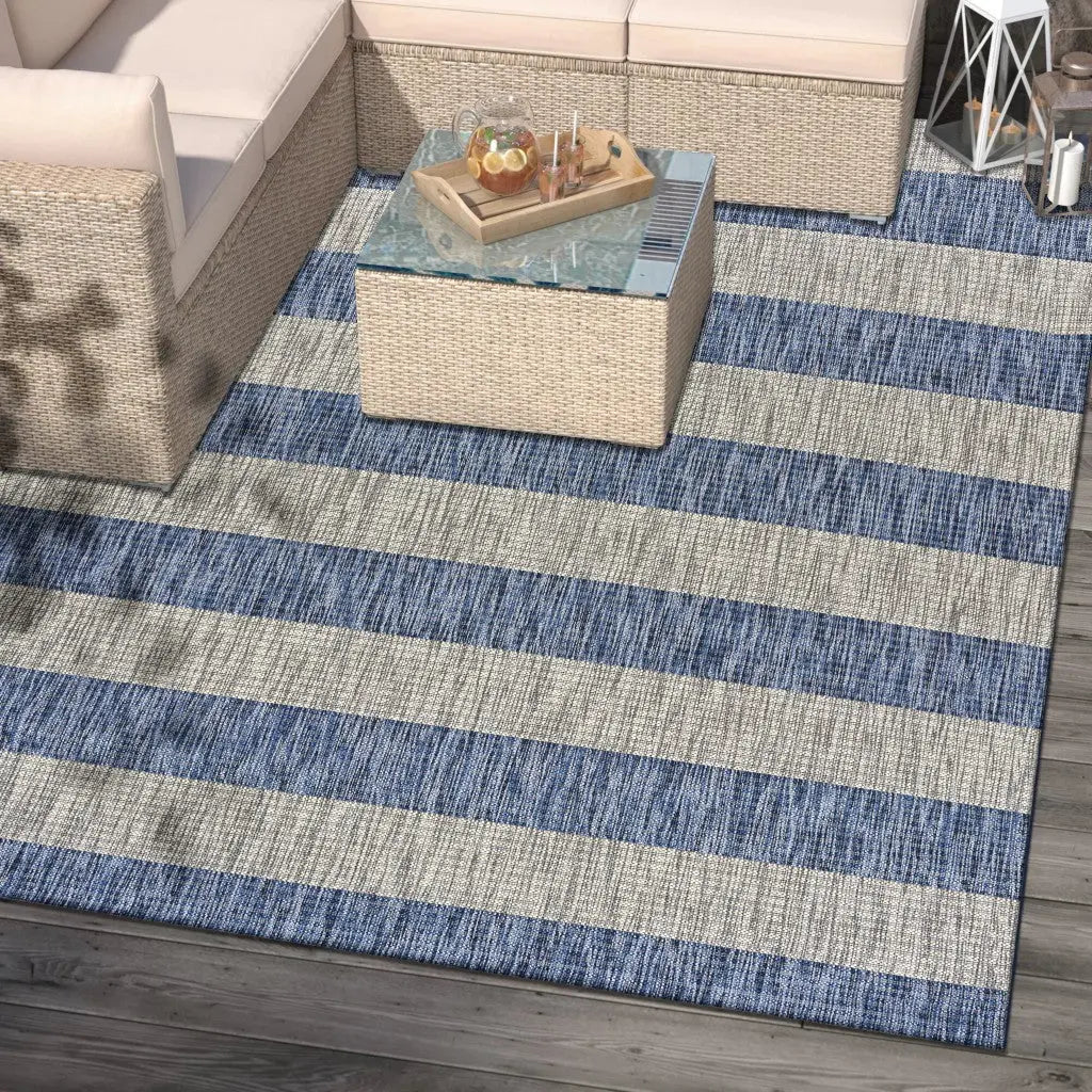 8' X 10' Blue And Gray Indoor Outdoor Area Rug Homeroots Outdoor