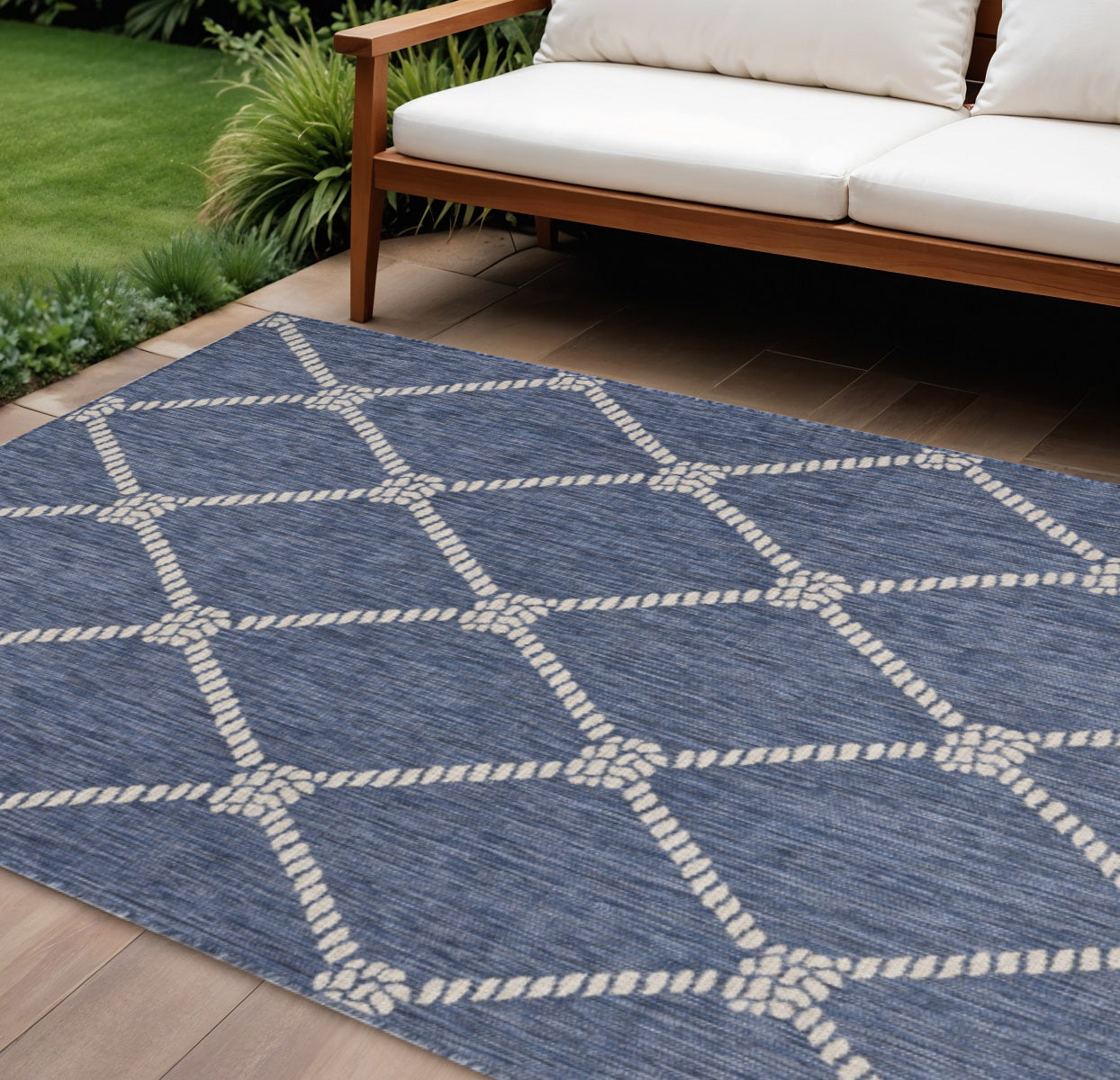 8' X 10' Blue And Gray Indoor Outdoor Area Rug Homeroots Outdoor