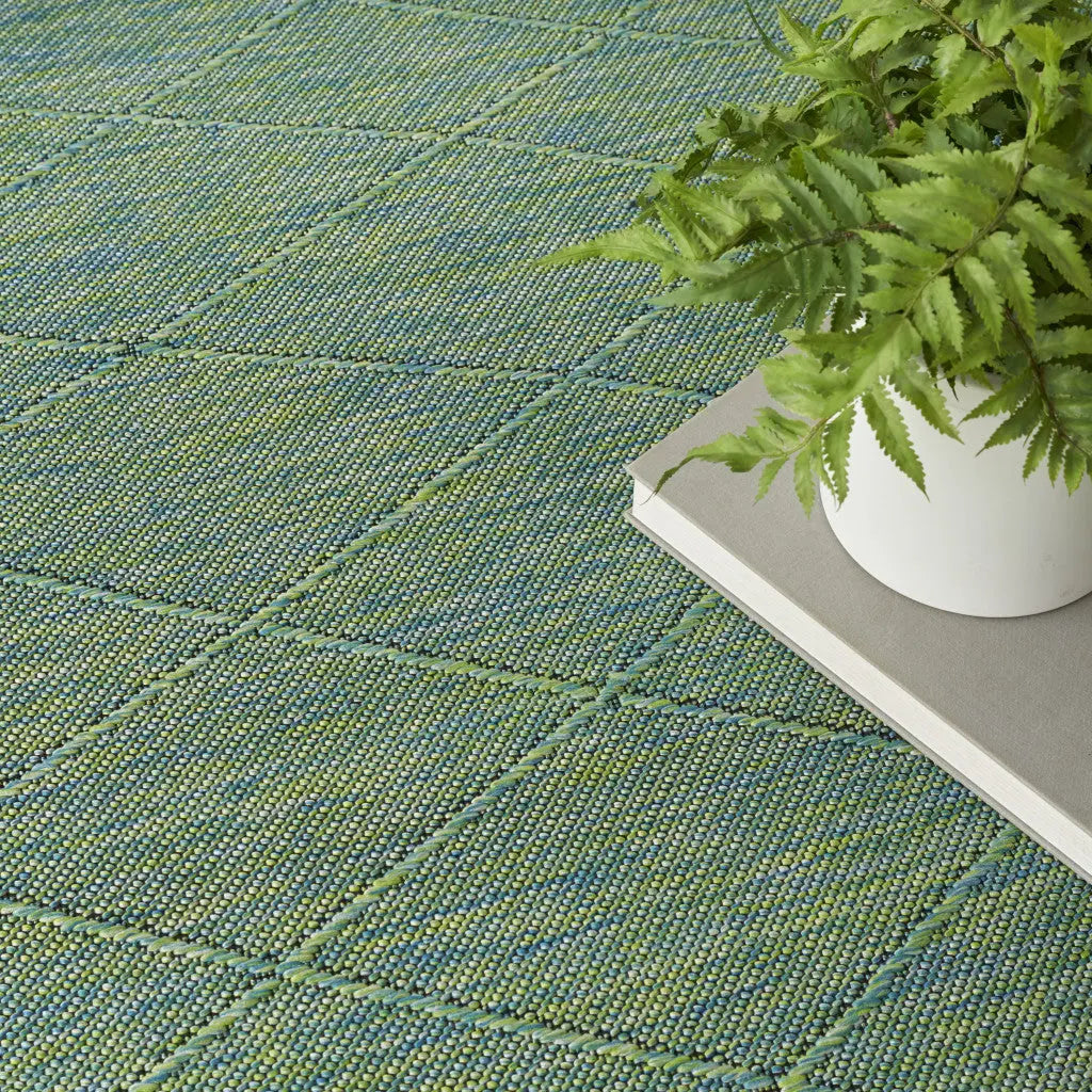 8' X 10' Blue And Green Geometric Indoor Outdoor Area Rug Homeroots Outdoor
