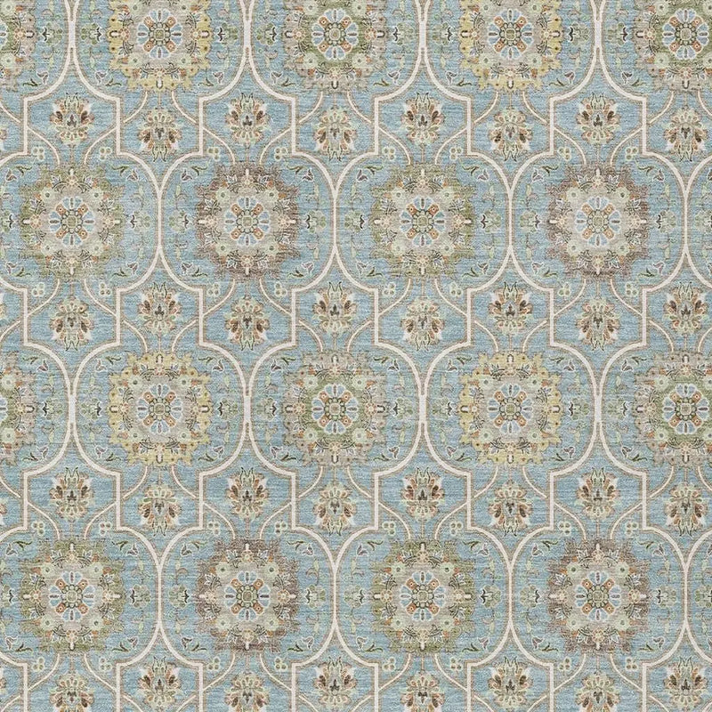 8' X 10' Blue And Ivory Floral Medallion Washable Indoor Outdoor Area Rug Homeroots Outdoor