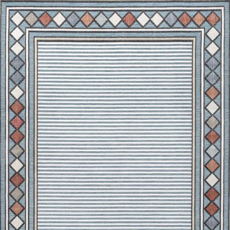 8' X 10' Blue And Ivory Geometric Indoor Outdoor Area Rug Homeroots Outdoor