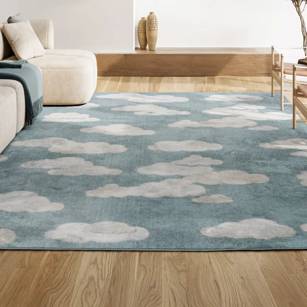 8' X 10' Blue And Ivory Polka Dot Indoor Outdoor Area Rug Homeroots Outdoor