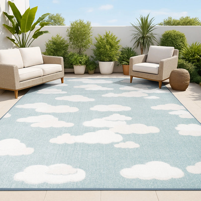 8' X 10' Blue And Ivory Polka Dot Indoor Outdoor Area Rug Homeroots Outdoor