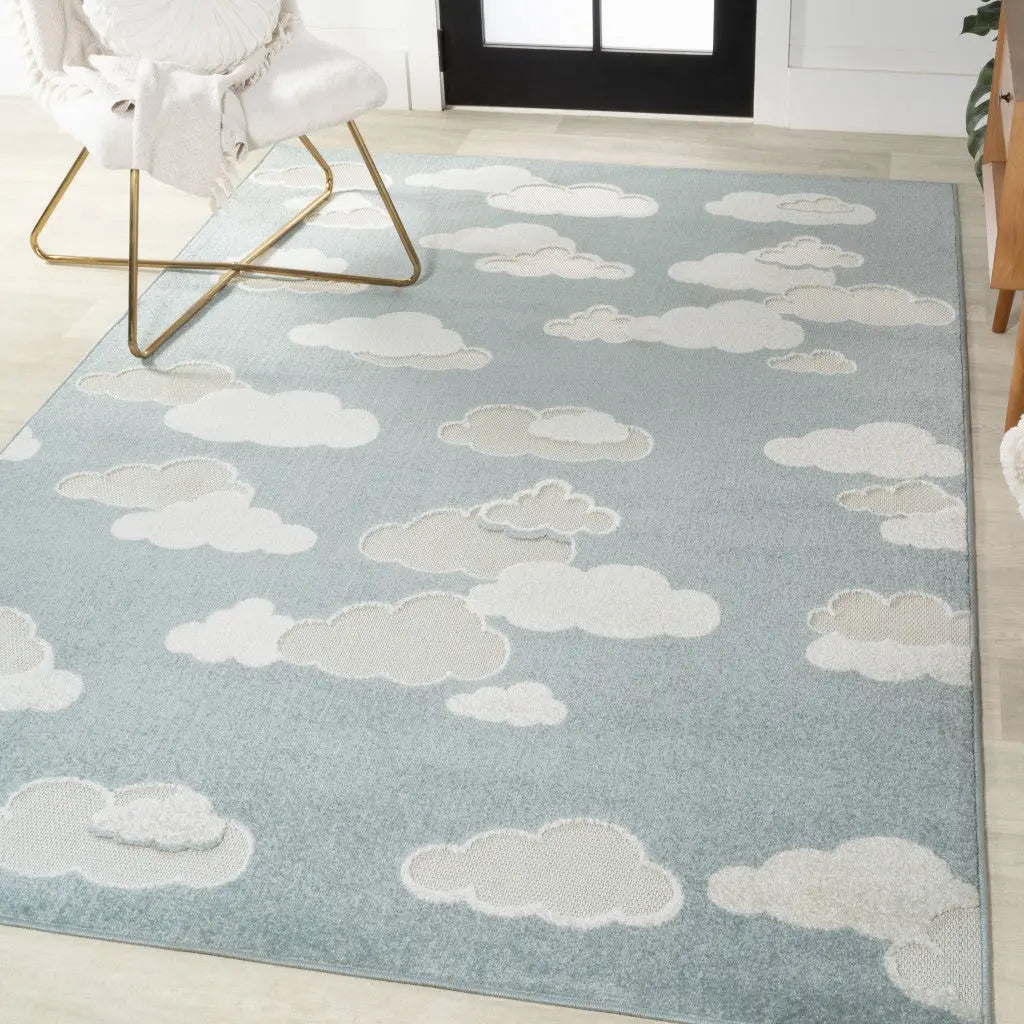 8' X 10' Blue And Ivory Polka Dot Indoor Outdoor Area Rug Homeroots Outdoor