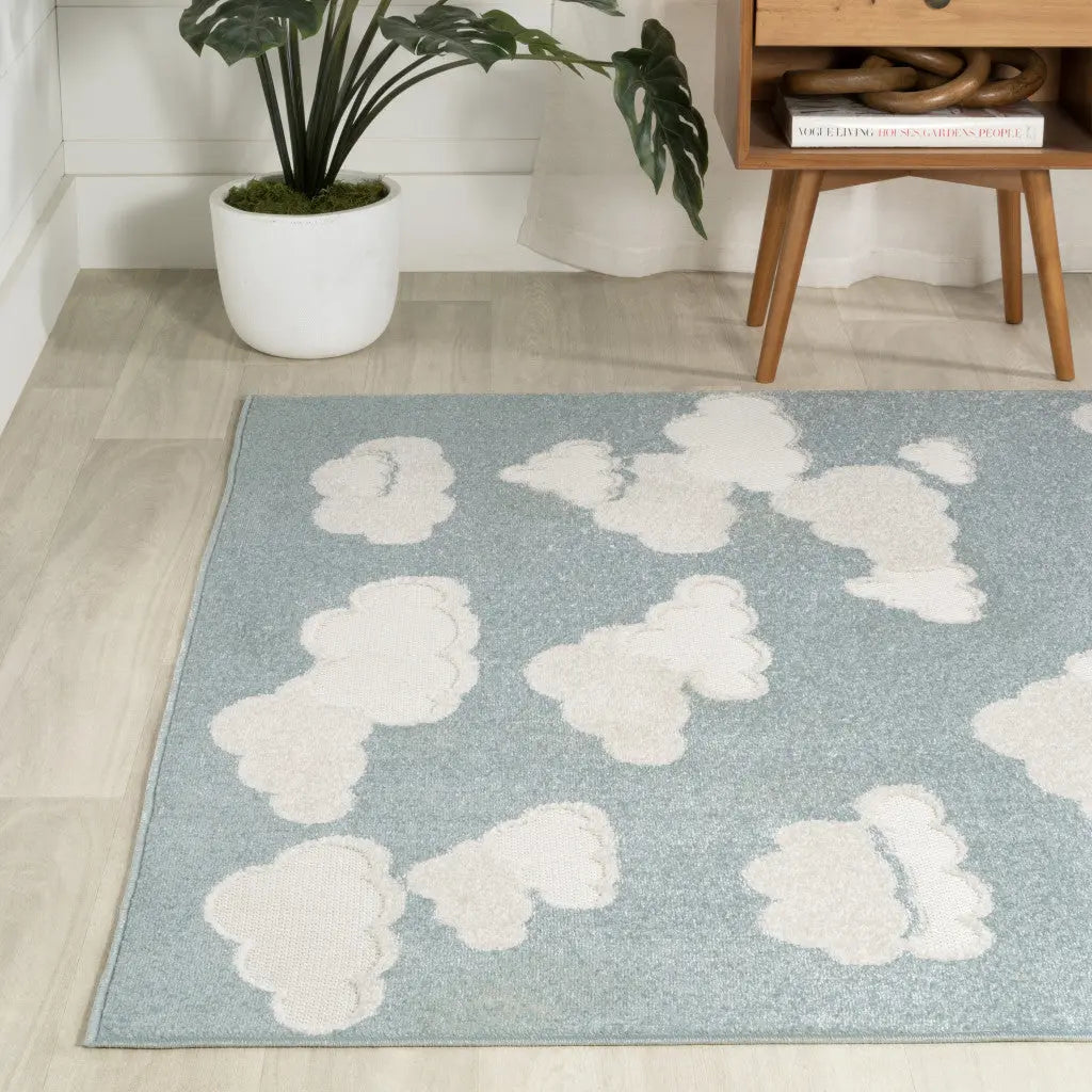 8' X 10' Blue And Ivory Polka Dot Indoor Outdoor Area Rug Homeroots Outdoor