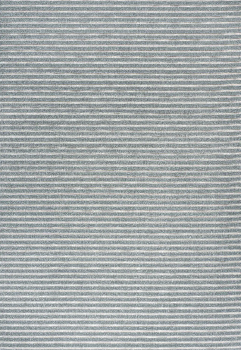 8' X 10' Blue And Ivory Striped Indoor Outdoor Area Rug - GreatEagleInc