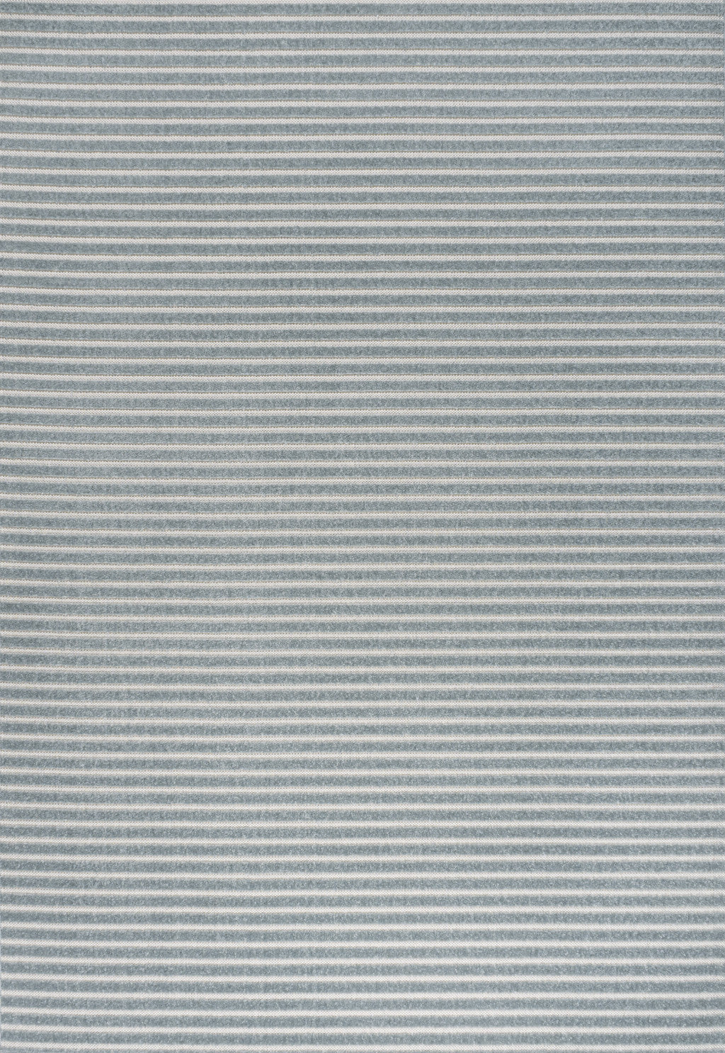 8' X 10' Blue And Ivory Striped Indoor Outdoor Area Rug - GreatEagleInc