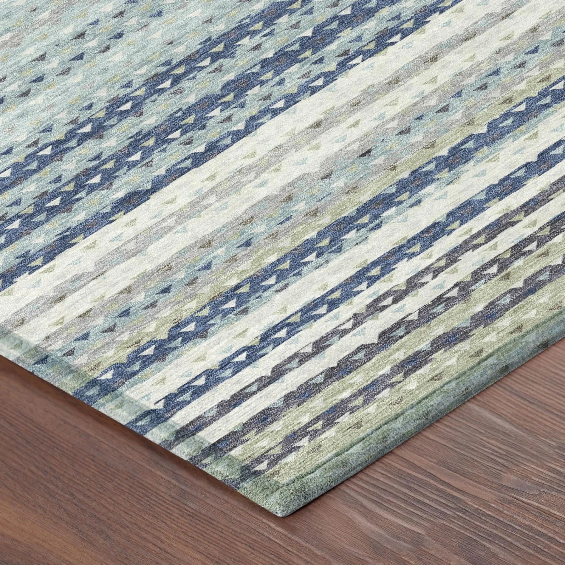 8' X 10' Blue And Ivory Striped Washable Indoor Outdoor Area Rug Homeroots Outdoor