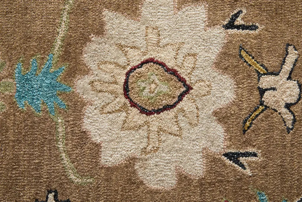 8' X 10' Blue And Ivory Wool Floral Hand Tufted Area Rug Homeroots Home Decor