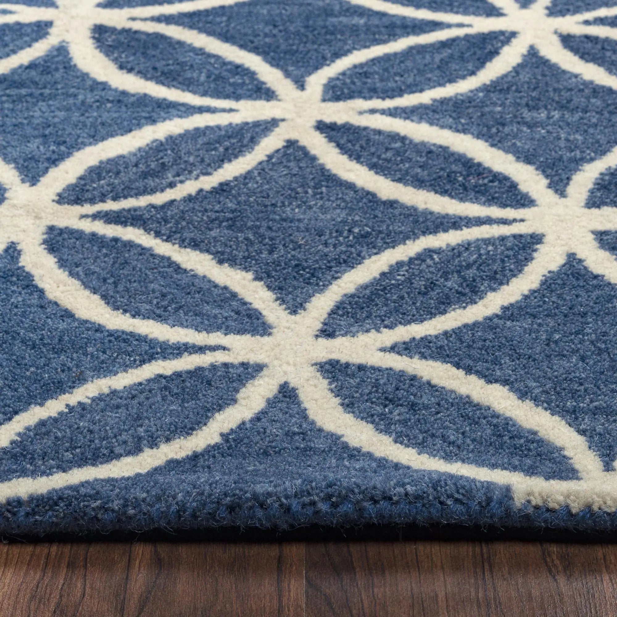 8' X 10' Blue And Ivory Wool Geometric Hand Tufted Area Rug Homeroots Home Decor