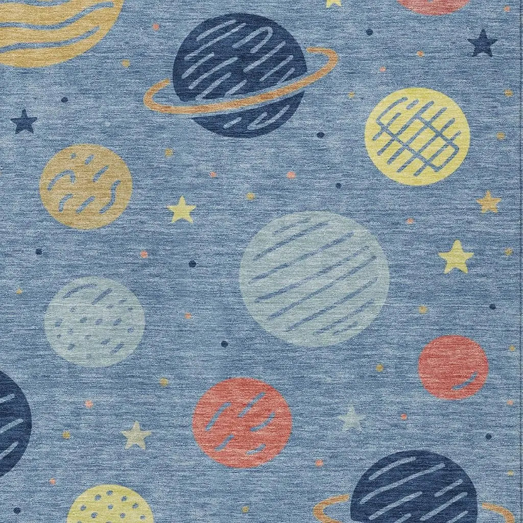 8' X 10' Blue And Navy Blue Floral Washable Indoor Outdoor Area Rug Homeroots Outdoor
