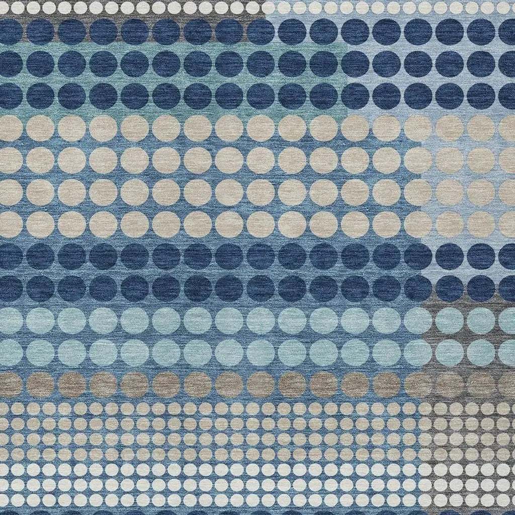 8' X 10' Blue And Navy Blue Geometric Washable Indoor Outdoor Area Rug Homeroots Outdoor