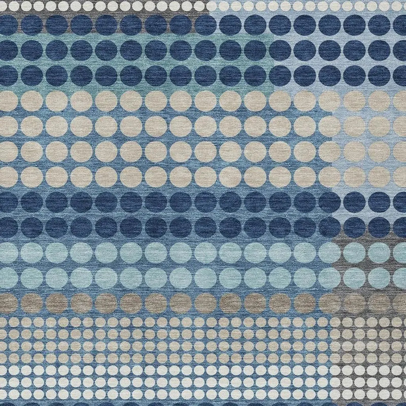 8' X 10' Blue And Navy Blue Geometric Washable Indoor Outdoor Area Rug Homeroots Outdoor