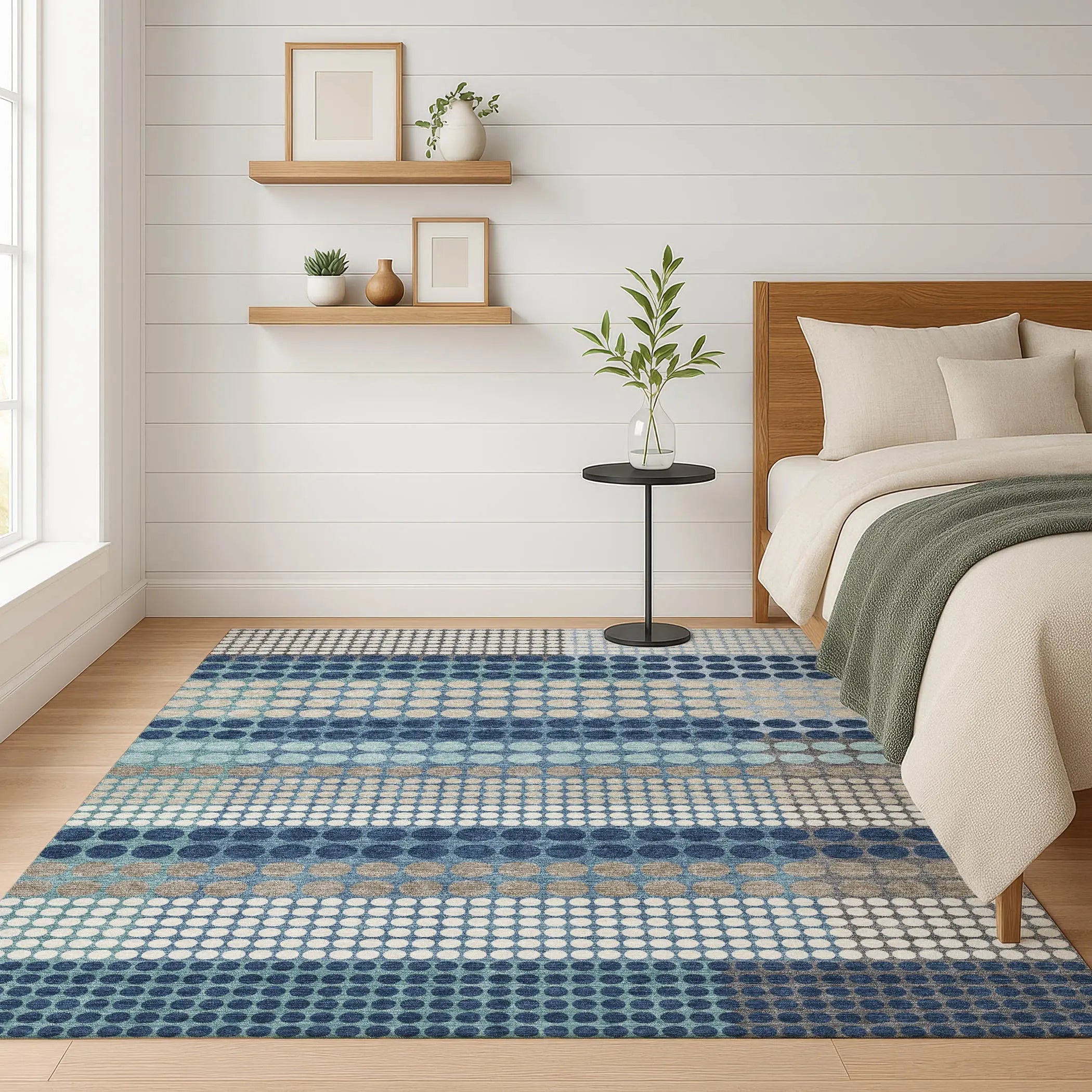 8' X 10' Blue And Navy Blue Geometric Washable Indoor Outdoor Area Rug Homeroots Outdoor