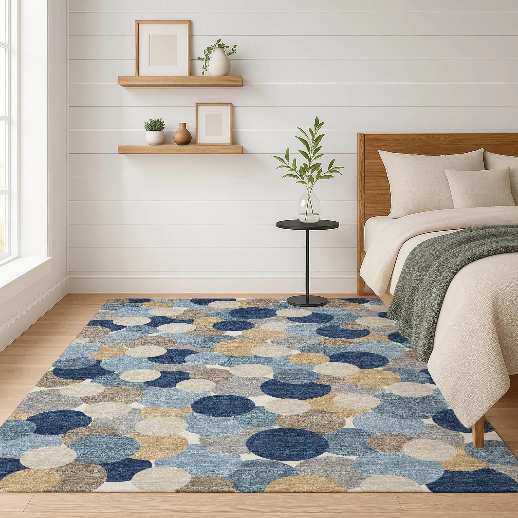 8' X 10' Blue And Navy Blue Geometric Washable Indoor Outdoor Area Rug Homeroots Outdoor