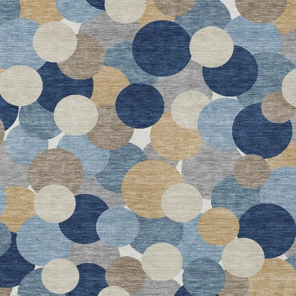8' X 10' Blue And Navy Blue Geometric Washable Indoor Outdoor Area Rug Homeroots Outdoor