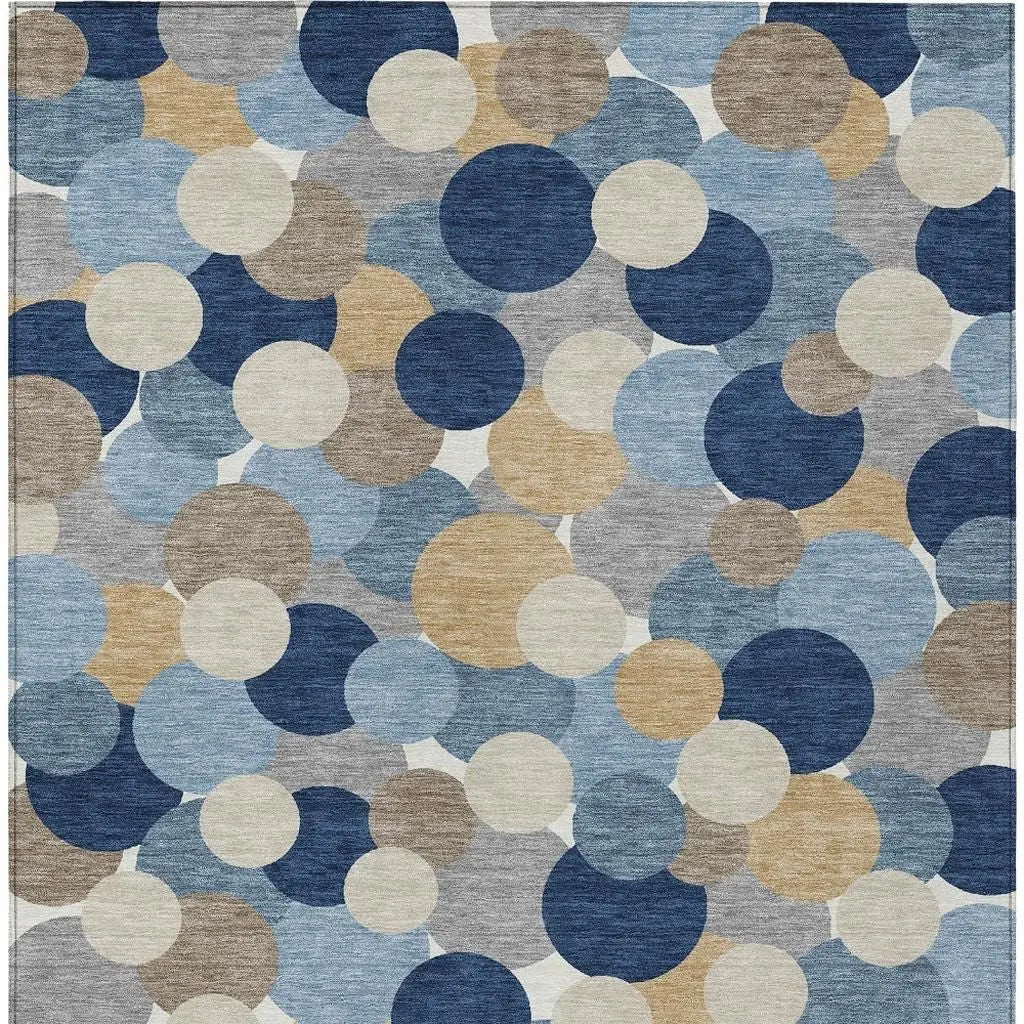 8' X 10' Blue And Navy Blue Geometric Washable Indoor Outdoor Area Rug Homeroots Outdoor