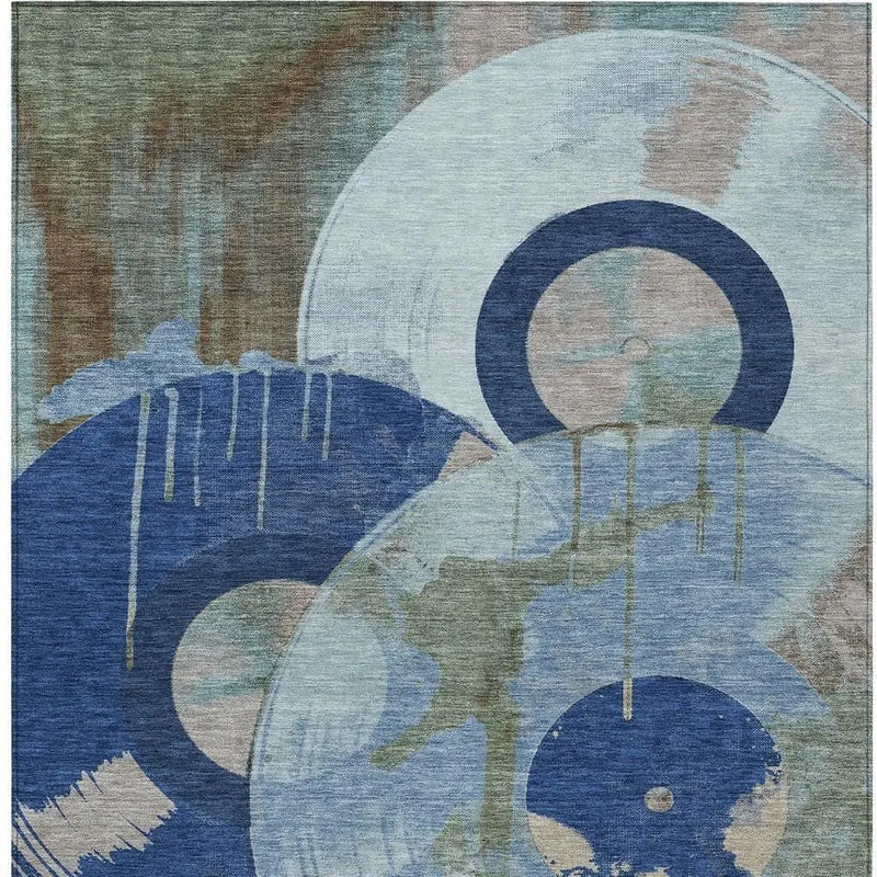 8' X 10' Blue And Navy Blue Geometric Washable Indoor Outdoor Area Rug Homeroots Outdoor