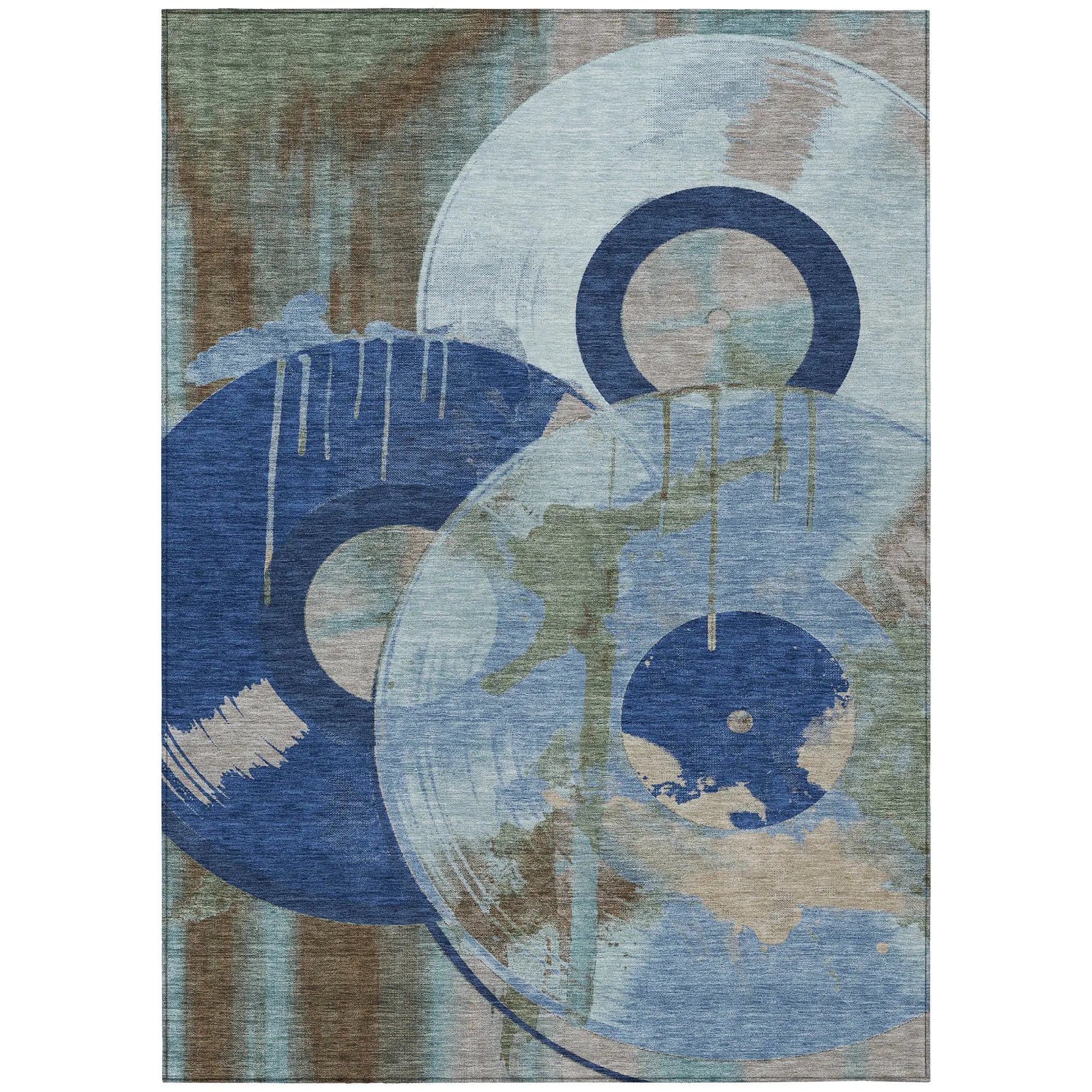 8' X 10' Blue And Navy Blue Geometric Washable Indoor Outdoor Area Rug Homeroots Outdoor