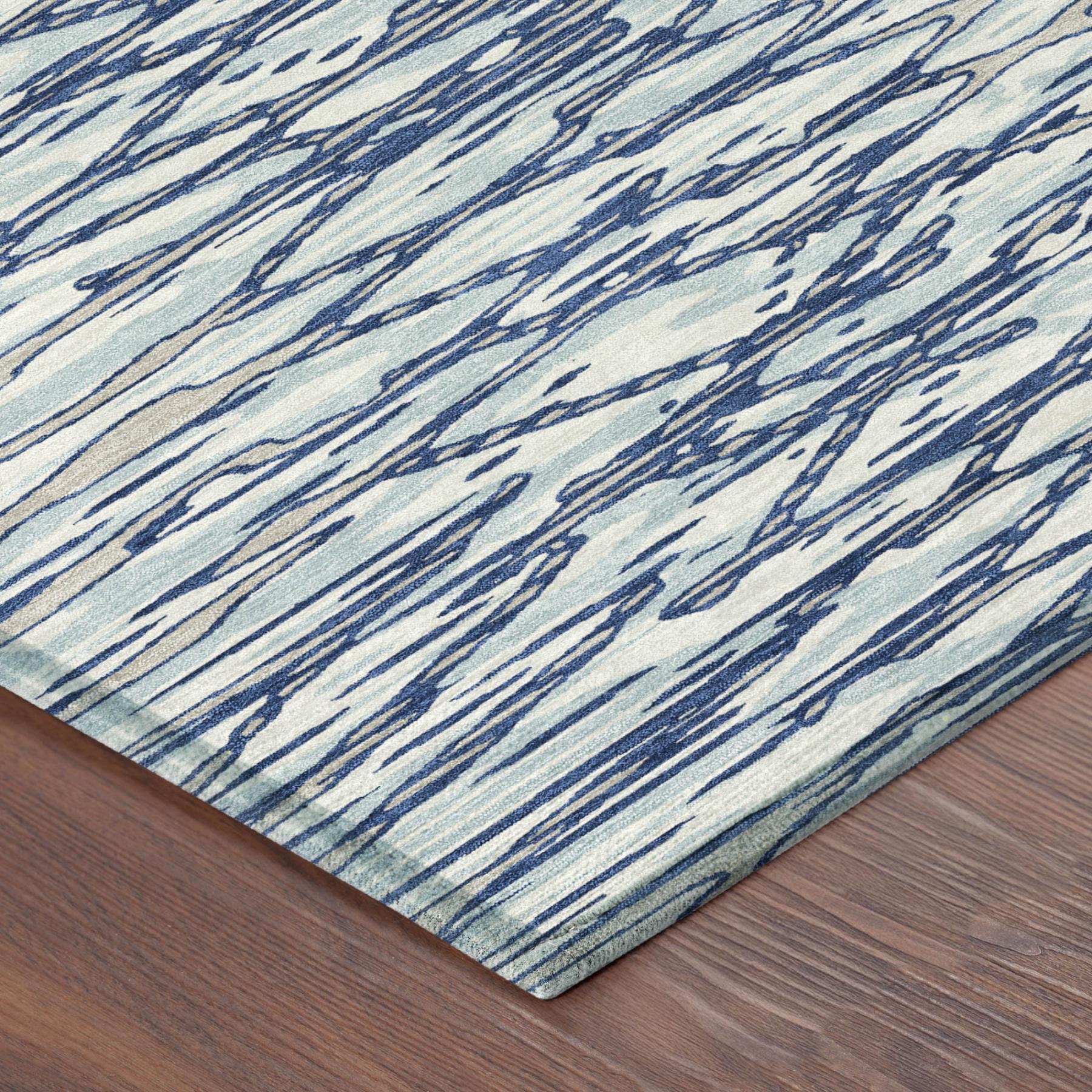 8' X 10' Blue And Silver Abstract Washable Indoor Outdoor Area Rug Homeroots Outdoor