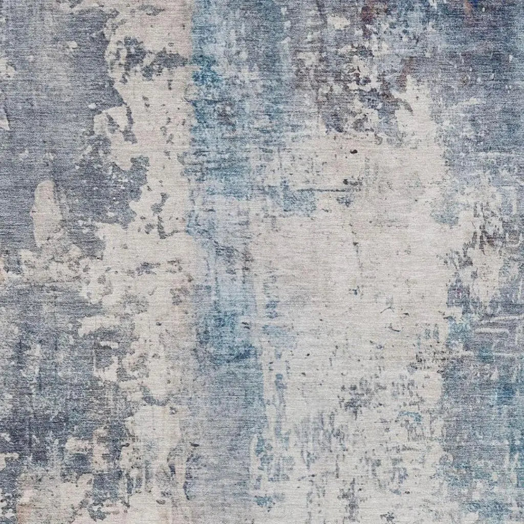8' X 10' Blue And Silver Abstract Washable Indoor Outdoor Area Rug Homeroots Outdoor