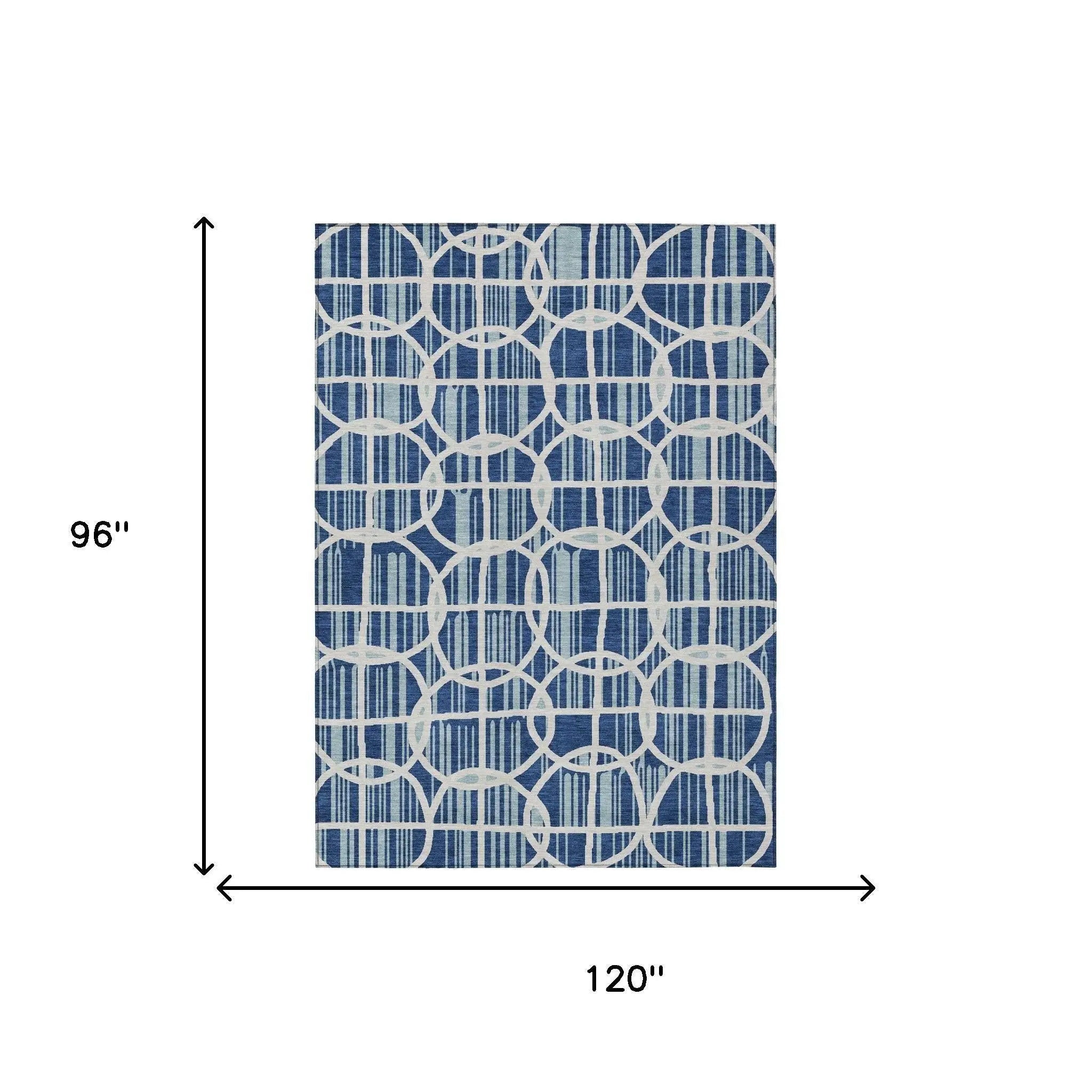 8' X 10' Blue And Silver Geometric Washable Indoor Outdoor Area Rug Homeroots Outdoor
