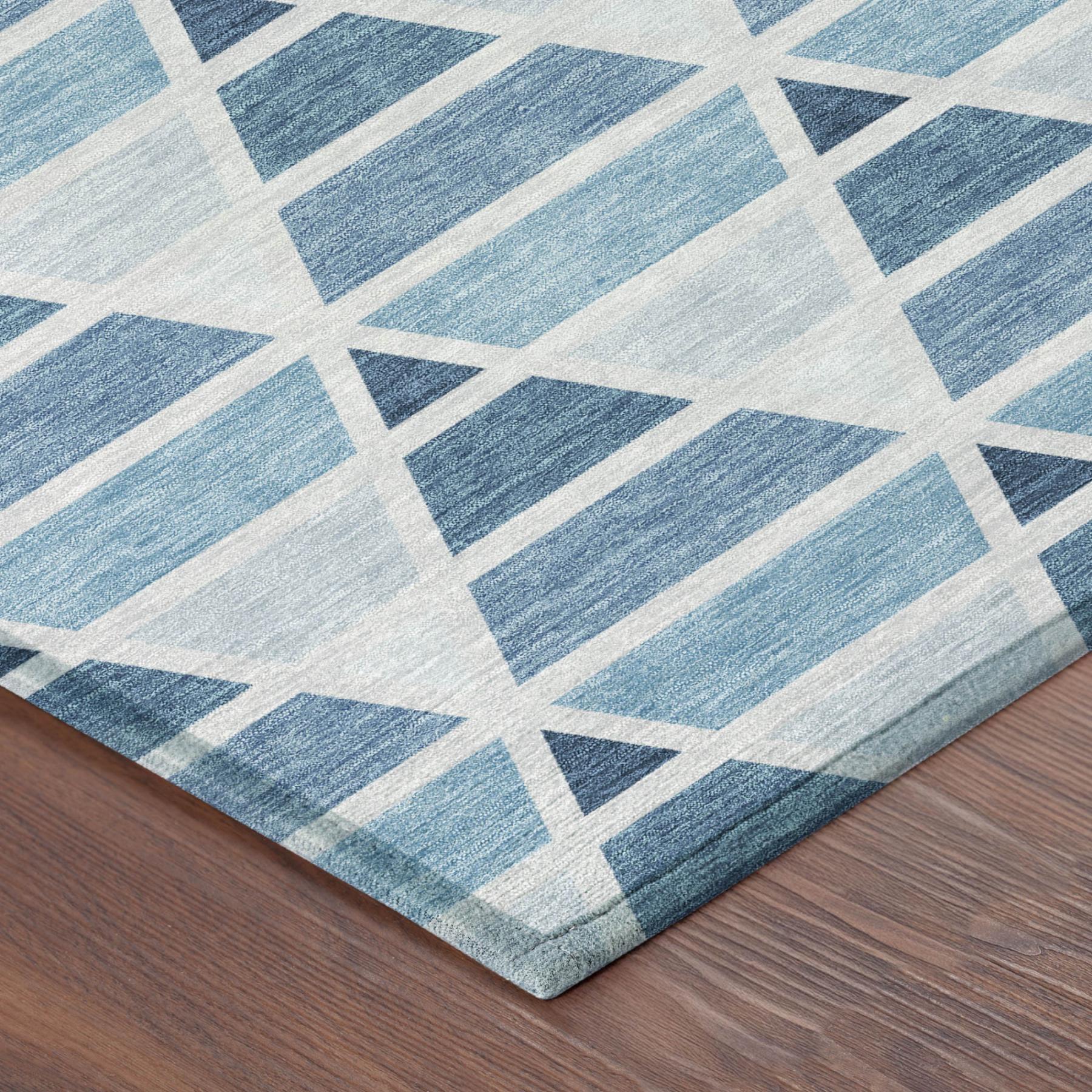 8' X 10' Blue And Silver Geometric Washable Indoor Outdoor Area Rug Homeroots Outdoor