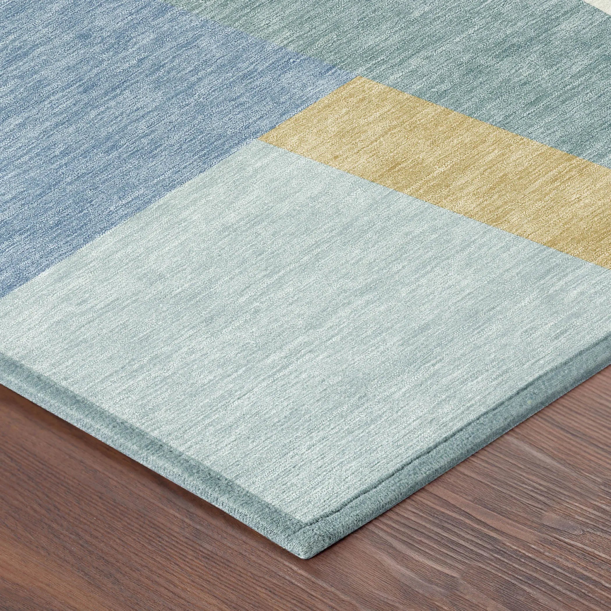 8' X 10' Blue And Teal Blue Geometric Washable Indoor Outdoor Area Rug Homeroots Outdoor