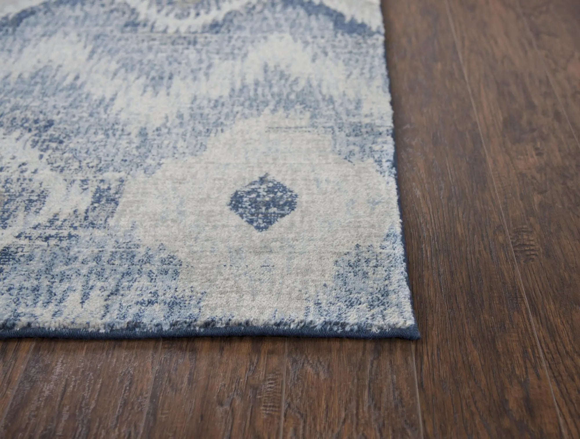 8' X 10' Blue Dark Blue And Gray New Zealand Lambs Wool Ikat Hand Carved Handmade Area Rug Homeroots Home Decor