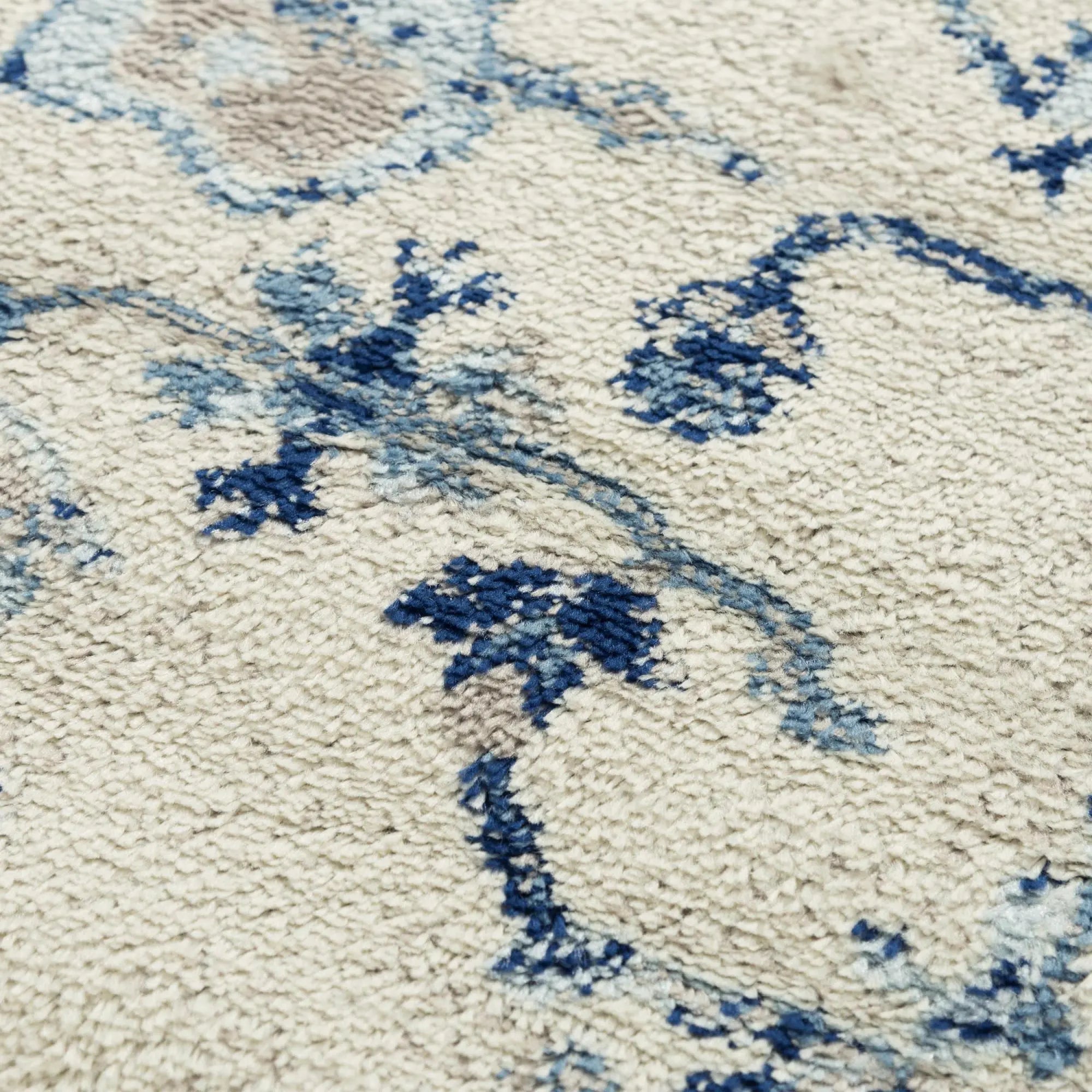 8' X 10' Blue Dark Blue Light Blue Beige And Ivory Floral Area Rug Homeroots Home Decor