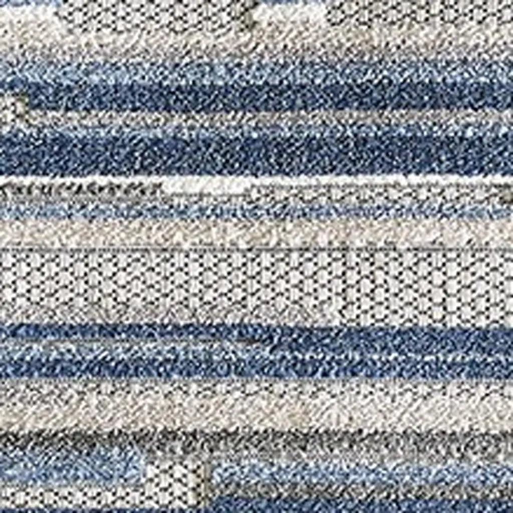 8' X 10' Blue Gray And Ivory Striped Indoor Outdoor Area Rug Homeroots Outdoor