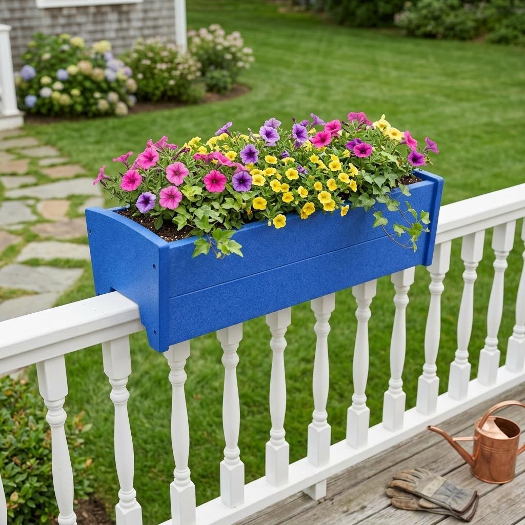 8" X 10" Blue Heavy Duty Plastic Rectangular Railing Planter Homeroots Outdoor