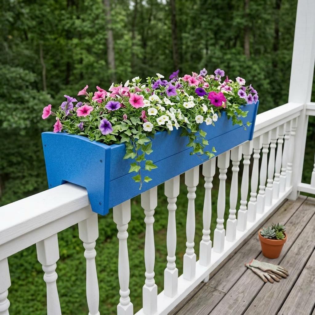 8" X 10" Blue Heavy Duty Plastic Rectangular Railing Planter Homeroots Outdoor