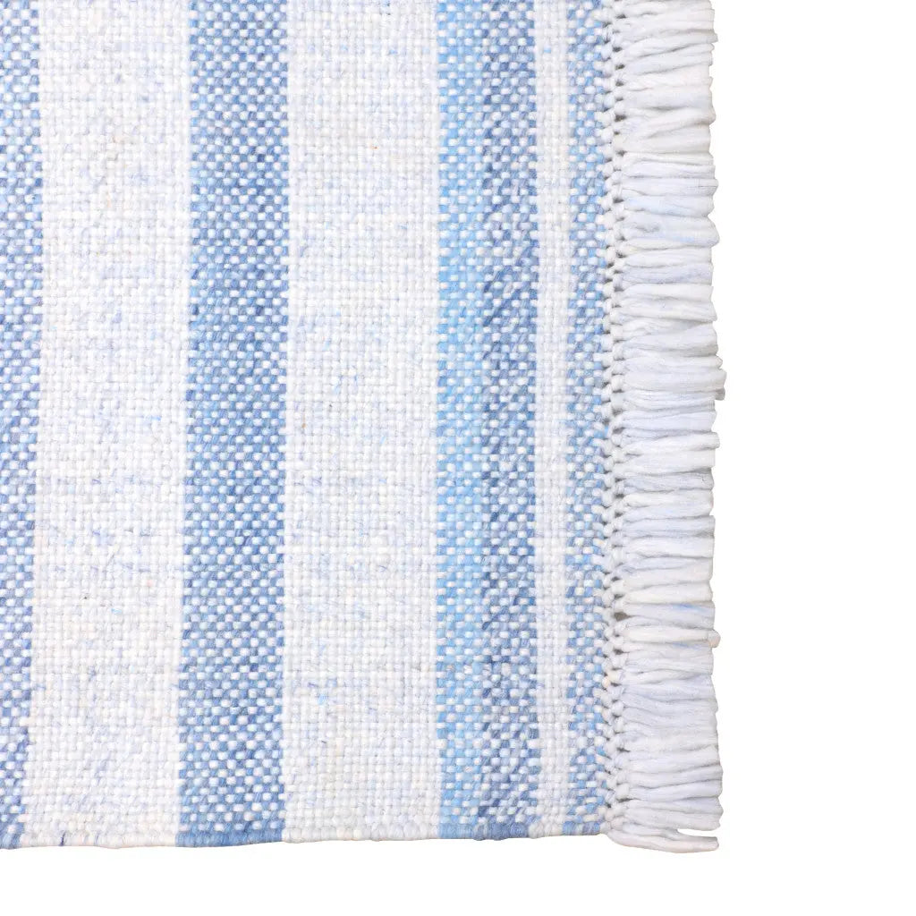 8' X 10' Blue Striped Handmade Stain Resistant Non Skid Indoor Outdoor Area Rug Homeroots Outdoor