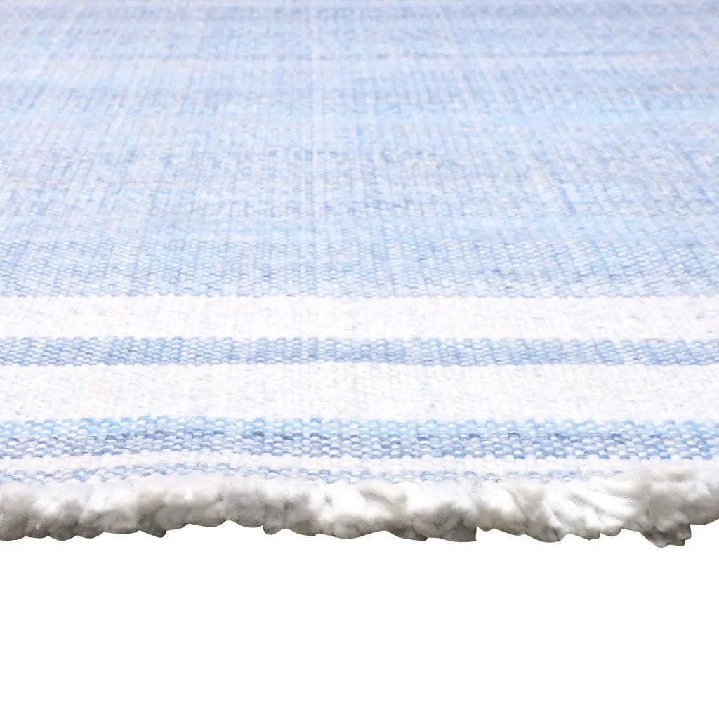 8' X 10' Blue Striped Handmade Stain Resistant Non Skid Indoor Outdoor Area Rug Homeroots Outdoor