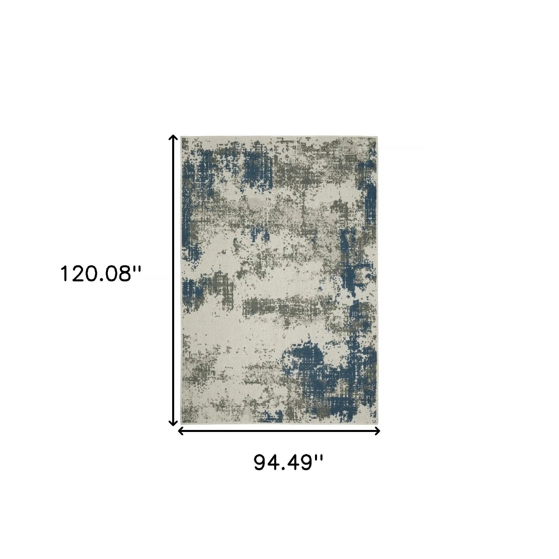 8' X 10' Blue and Beige Abstract Stain Resistant Indoor Outdoor Area Rug Homeroots Outdoor