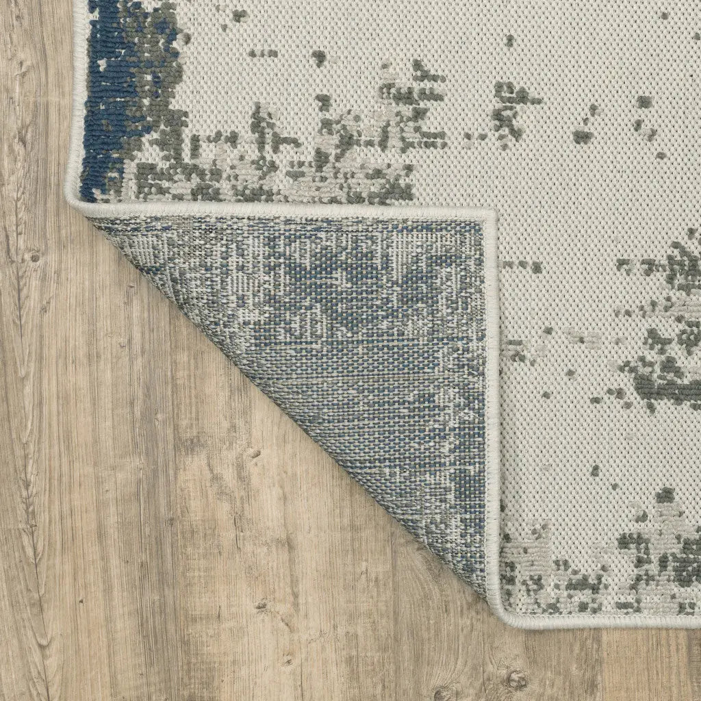 8' X 10' Blue and Beige Abstract Stain Resistant Indoor Outdoor Area Rug Homeroots Outdoor
