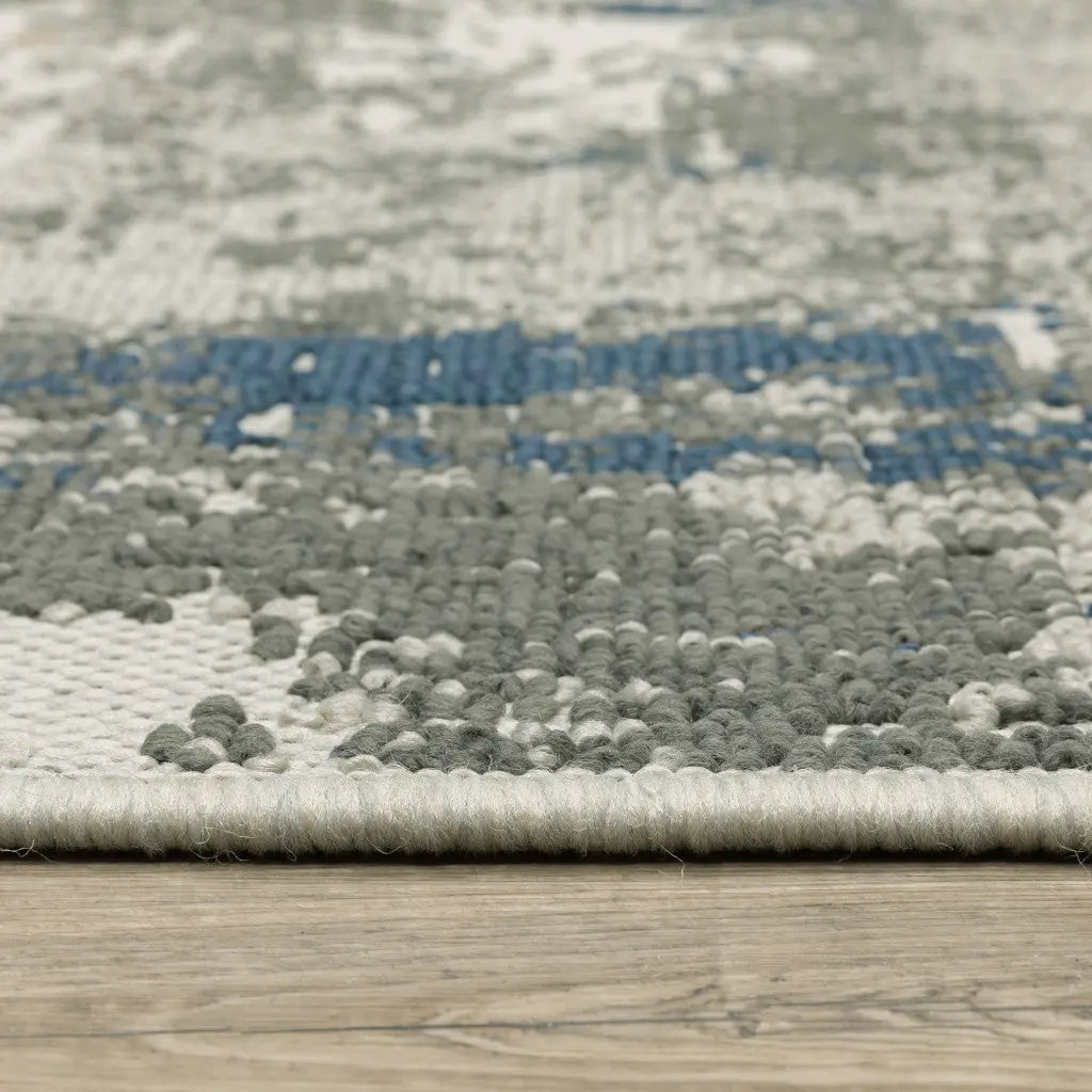 8' X 10' Blue and Beige Abstract Stain Resistant Indoor Outdoor Area Rug Homeroots Outdoor
