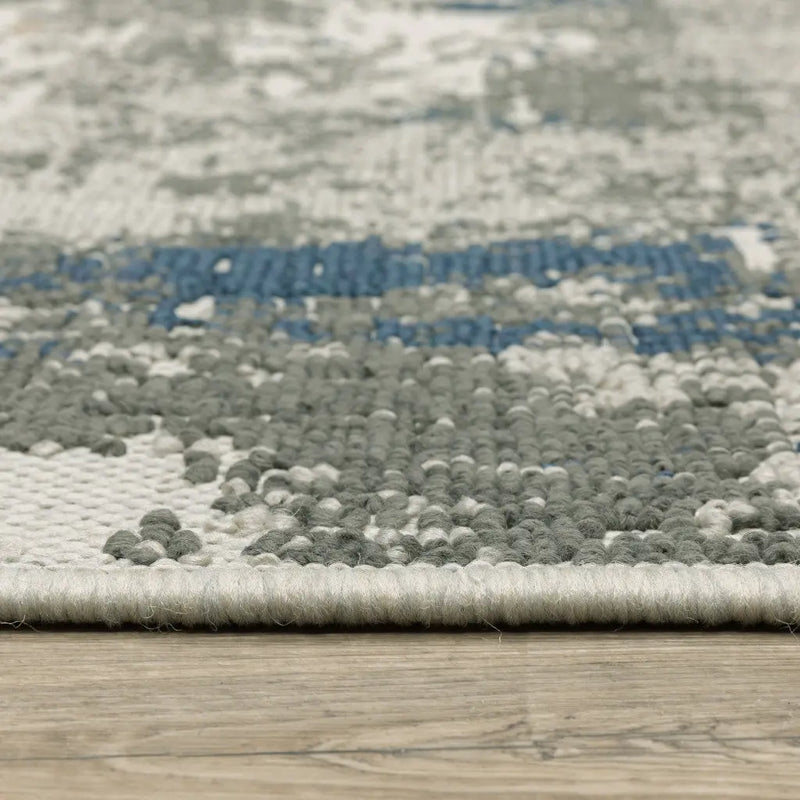 8' X 10' Blue and Beige Abstract Stain Resistant Indoor Outdoor Area Rug Homeroots Outdoor