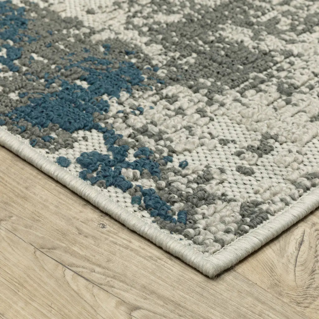 8' X 10' Blue and Beige Abstract Stain Resistant Indoor Outdoor Area Rug Homeroots Outdoor