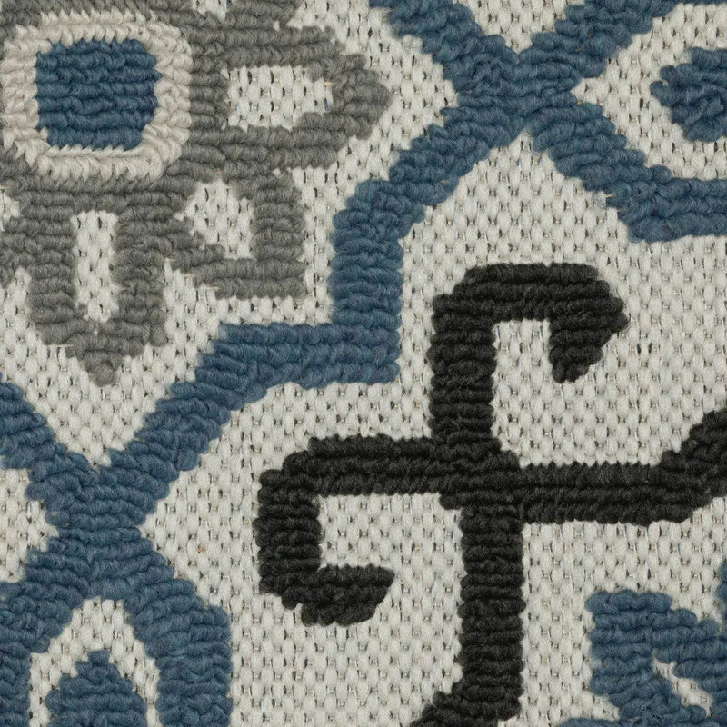 8' X 10' Blue and Beige Oriental Stain Resistant Indoor Outdoor Area Rug Homeroots Outdoor