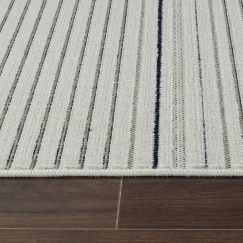 8' X 10' Blue and Cream Striped Distressed Indoor Outdoor Area Rug Homeroots Outdoor