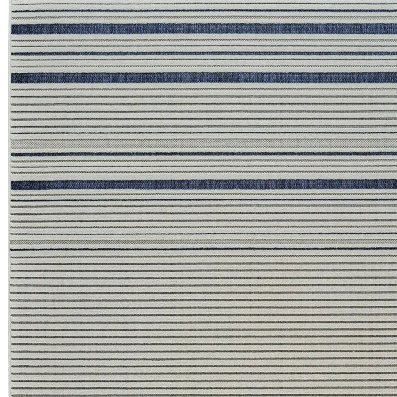 8' X 10' Blue and Cream Striped Distressed Indoor Outdoor Area Rug Homeroots Outdoor